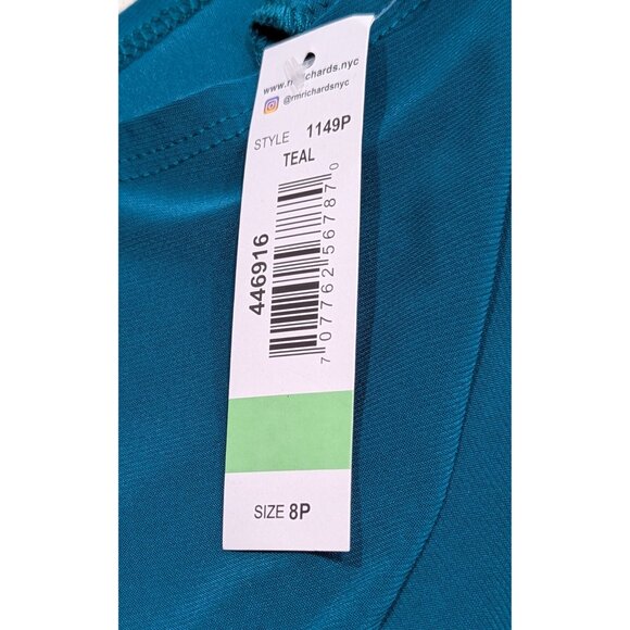 ✨ R&M Richards Petite Teal Ruched Dress  Size 8P NWT - Picture 4 of 6